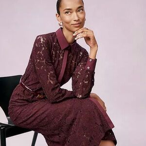 Ann Taylor Burgundy Lace Long Sleeve Dress
Brand new never worn with belt!